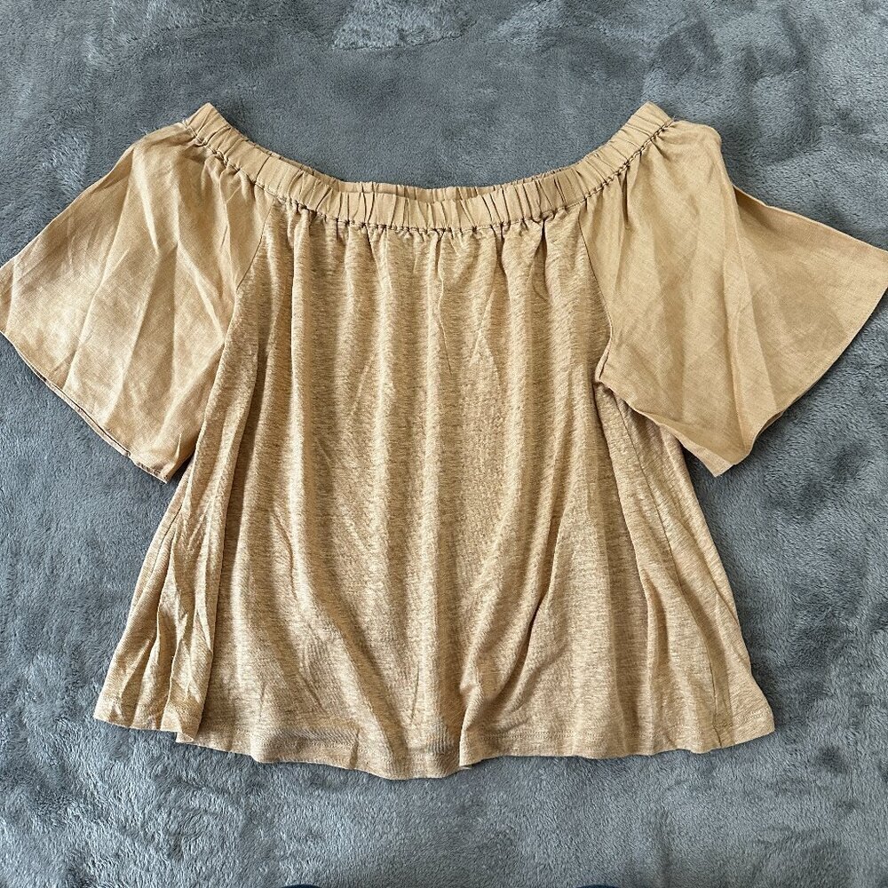 Chico's 100% Linen Off Shoulder Blouse Top Shirt Women's 3 US XL Extra Large